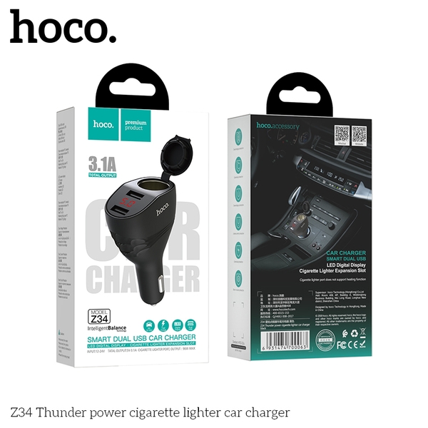 Cốc sạc xe hơi oto Hoco Z34