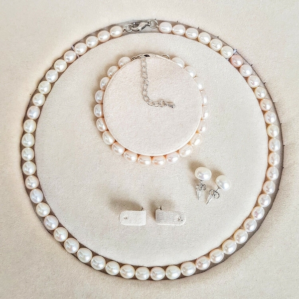 Bộ trang sức Ngọc trai nước ngọt Thiên nhiên Cao cấp 3M - Chuỗi đơn -  PEARL MANGO - CTJ0203