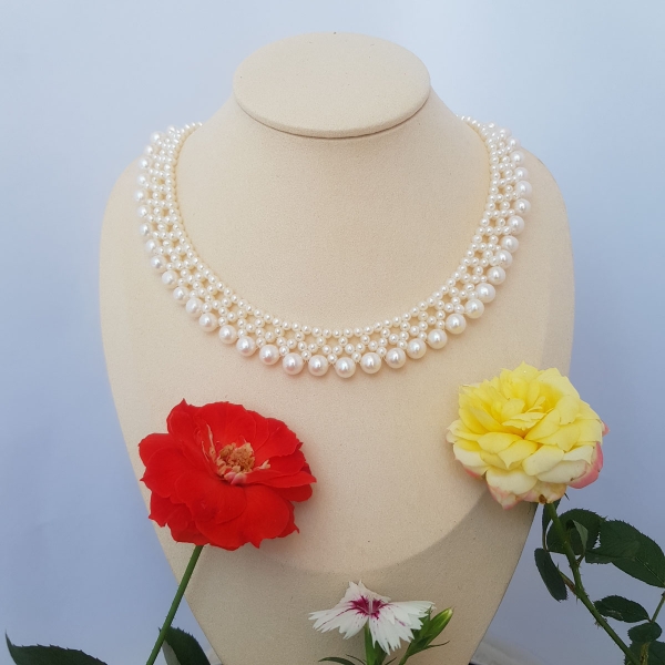 Chuỗi vòng cổ Ngọc trai Thiên nhiên Cao cấp - Kết hàng chùm Vĩnh cửu - RACEME PEARL (4-8ly) - CTJ1205