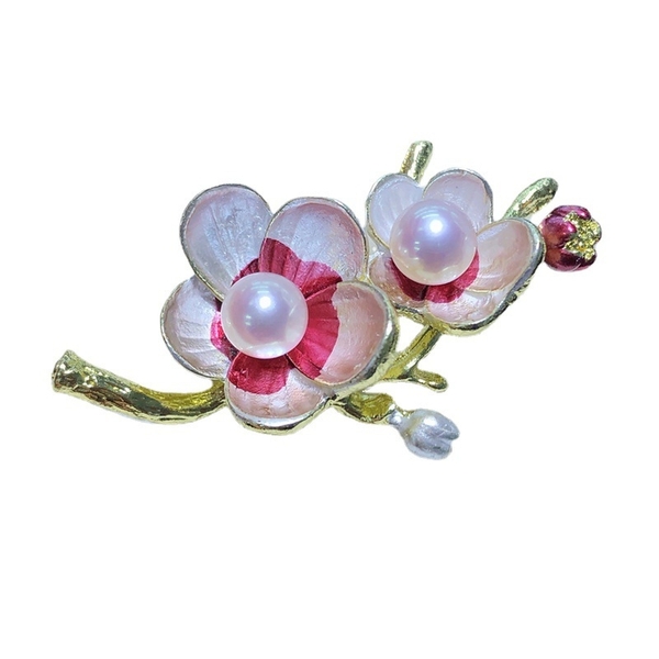 Cài áo ngọc trai Cành hoa đào Peach Blossom PEARL(6-8ly) - CTJ5137