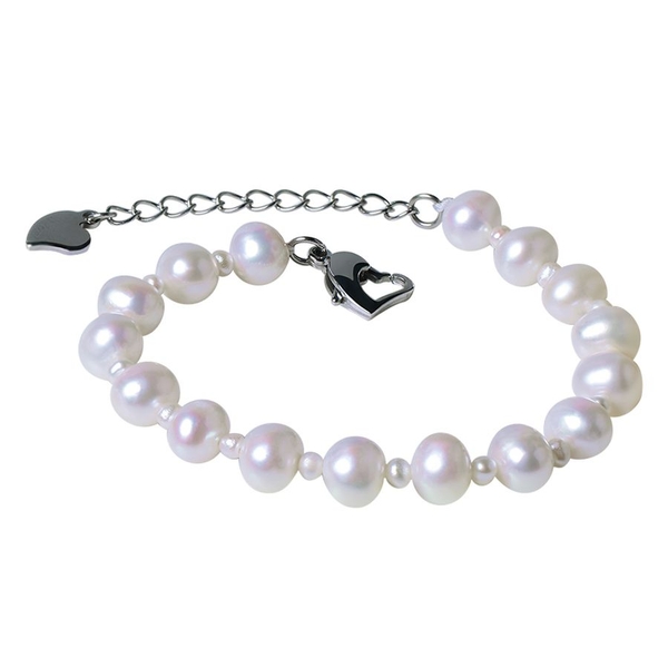 Vòng tay Ngọc trai nước ngọt Thiên nhiên Cao cấp - Trái tim thuần khiết - PURE PEARL (8-9ly) - CTJ3710