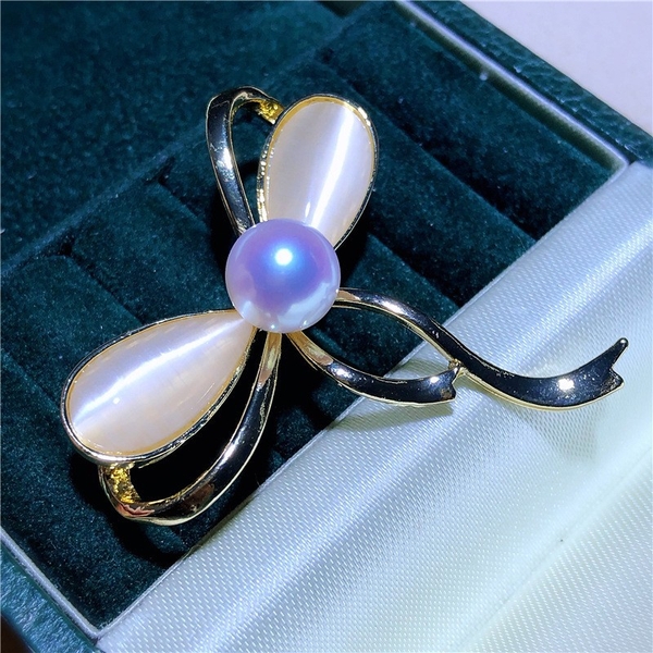 Cài áo ngọc trai Kiểu nơ BOW PEARL(7-9ly) - CTJ5131