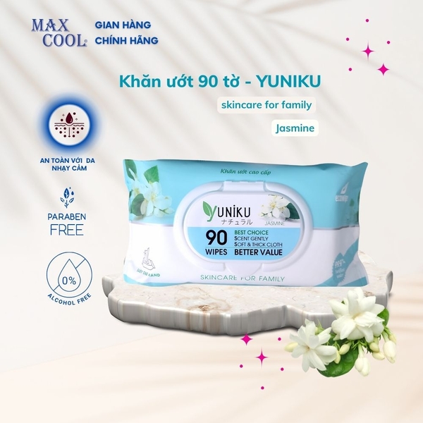 1gói khăn ướt YUNIKU 90 tờ hồng hương lài