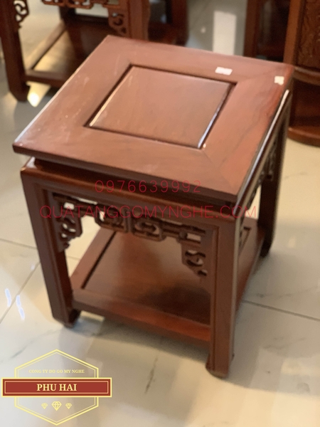 Đôn gỗ vuông trang trí gỗ hương cao 40