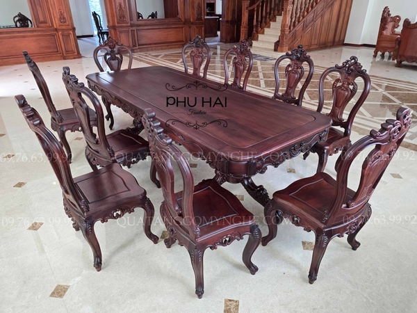 Bàn Ghế Ăn Gỗ Cổ Điển Đơn Giản 10 ghế