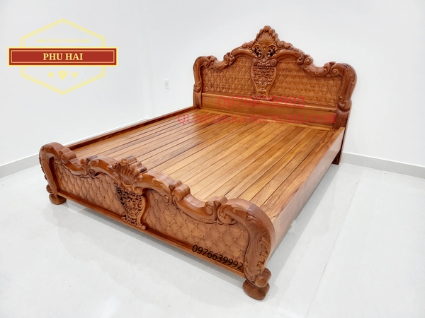 Giường Ngủ Gỗ Mẫu Hoa Hồng