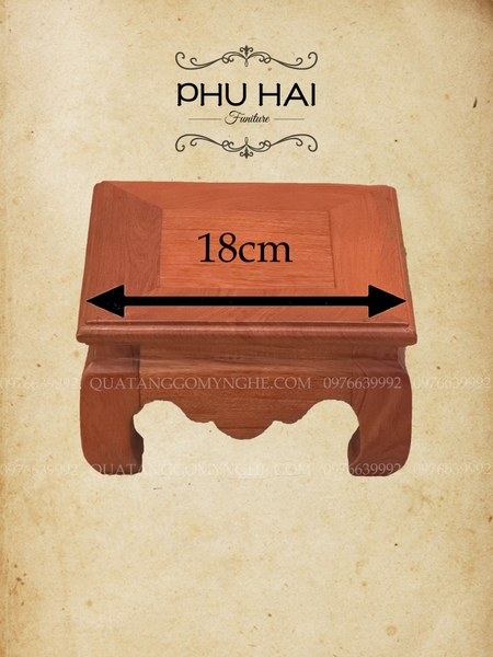 Kỷ Vuông Đế Tượng cao 9 cm mặt 18 cm