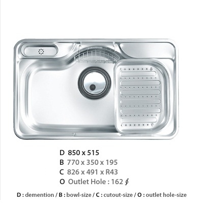Chậu rửa bát Hàn Quốc ECOFA DJUS 850P (85x51,5cm)