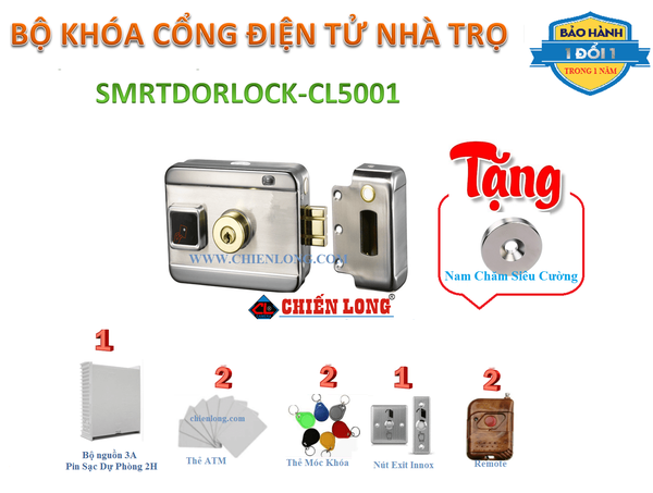 Bộ Khóa Cổng Điện Tử Nhà trọ Smartdorlock CL-5001