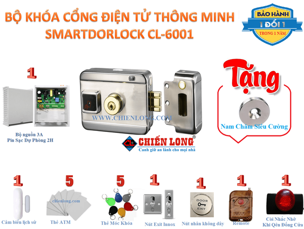 Bộ Khóa Cổng Điện Tử Thông Minh Smartdorlock CL-6001