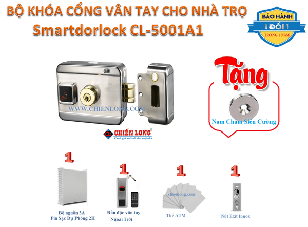 Khóa Cổng Vân Tay Cho Nhà Trọ Smartdorlock CL-5001A1
