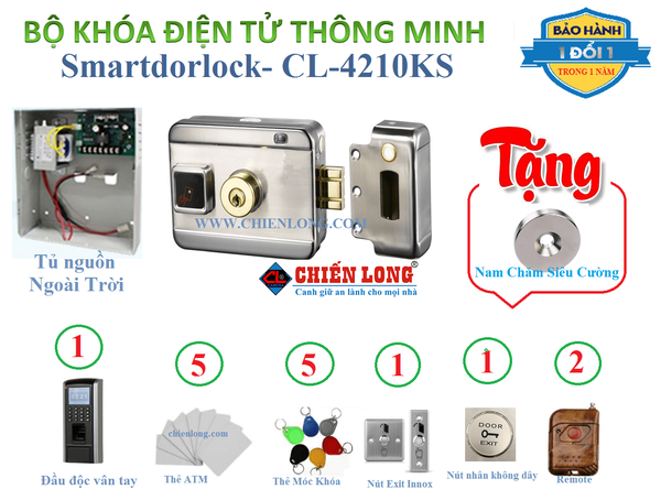 Bộ khóa cổng điện tử vân tay kiểm soát ra vào Smartdorlock CL-4210KS