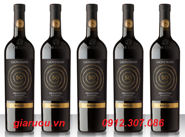 NHÀ CUNG CẤP ĐỘC QUYỀN VANG Ý 50 GIORDANO PRIMITIVO DI MANDURIA RISERVA