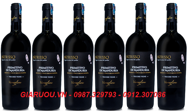 BÁN RƯỢU VANG Ý NGON 18.5 ĐỘ PATRISSO PRIMITIVO DEL SALENTO GIÁ RẺ NHẤT