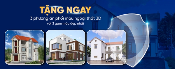 Tặng ngay 3 phương án phối màu ngoại thất 3D với 3 gam màu đẹp nhất