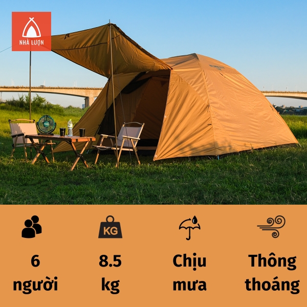 Lều cắm trại Family Camping Dome 270- Tặng bộ cọc chống mái hiên