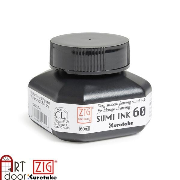 Mực vẽ truyện tranh KURETAKE Zig Sumi Ink đen mượt (60ml)