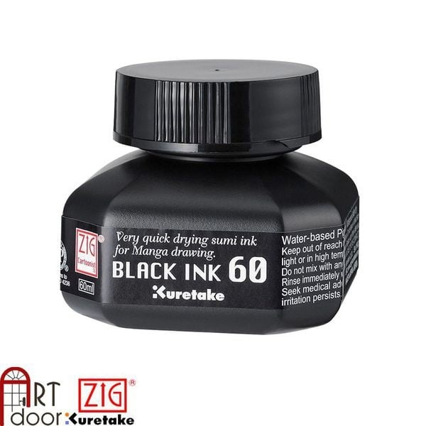 Mực vẽ truyện tranh KURETAKE Zig Black Ink đen đậm (60ml)