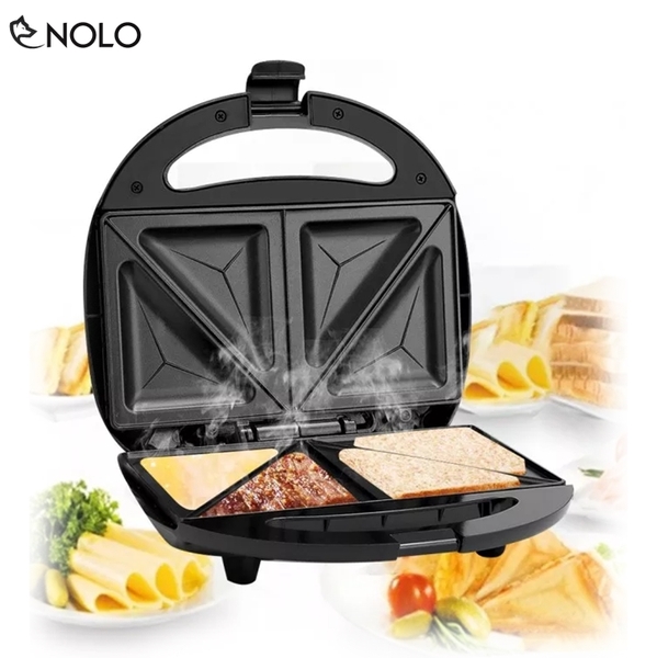 Máy Nướng Bánh Hotdog Tam Giác Bánh Sandwich Sokany KJ102 Công Suất 750W Có Rơ Le Cảm Biến Tự Ngắt Khi Bánh Chính