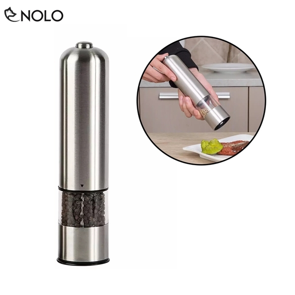 Máy Xay Tiêu Muối Đường Pepper Grinder Model FG05 Có Thể Tăng Giảm Độ Nhuyễn Dùng 4 Viên Pin AA Vỏ Hợp Kim