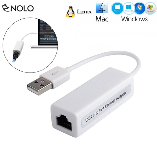 USB ra Lan RJ45 Chuẩn 2.0 Model NO9700 Tương Thích Tốt Trên Nền Tảng Windows Và MAC Cần Cài Driver Khi Dùng