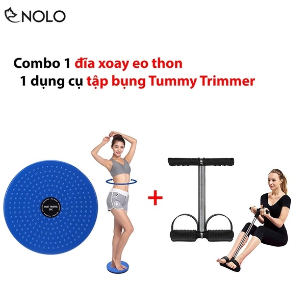 Combo Bộ Đĩa Xoay Eo Thon 360 Độ Và Dụng Cụ Kéo Lò Xo Tập Bụng Tummy Trimmer Thể Thao Tại Nhà