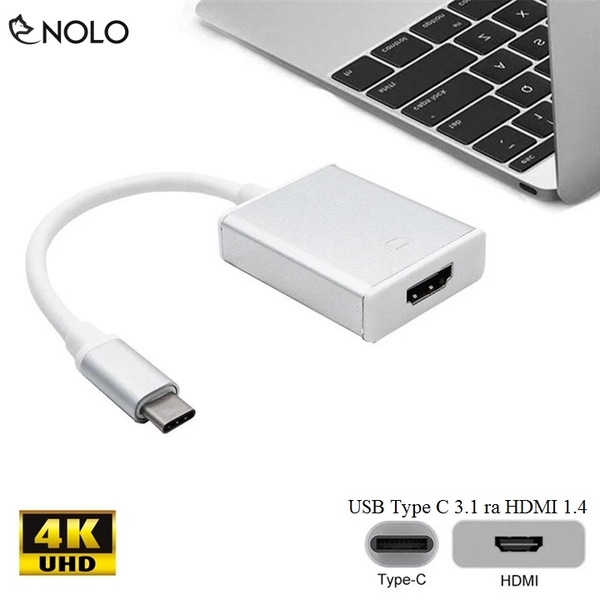 Cáp Chuyển Tín Hiệu Từ USB Type C 3.1 Ra Chui HDMI 1.4 Hỗ Trợ Ultra HD 3840*2600 60Hz Plug And Play Tương Thích Windows Và Mac OS