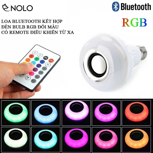 Loa Bluetooth Kết Hợp Đèn Bulb Model LO3W Chui E27 Led RGB 3D Đổi Màu Có Kèm Remote Điều Khiển Nhiều Chức Năng Công Suất 12W