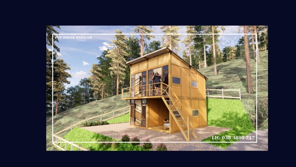 Nhà gỗ lắp ghép trên đồi