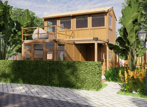 nhà gỗ lắp ghép homestay