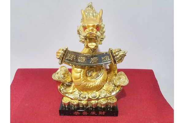 Rồng vàng phong thủy cao 29 rộng 16 cm