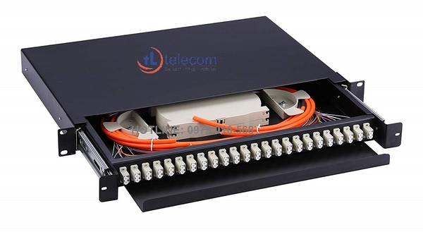TL telecom sản xuất vỏ hộp phối quang ODF 24Fo (24 sợi, 24 core, 24 cổng) LC chuẩn 19 inch