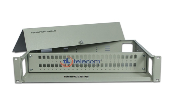 TL telecom sản xuất vỏ hộp phối quang ODF 48Fo (48 sợi, 48 core, 48 cổng) chuẩn 19 inch