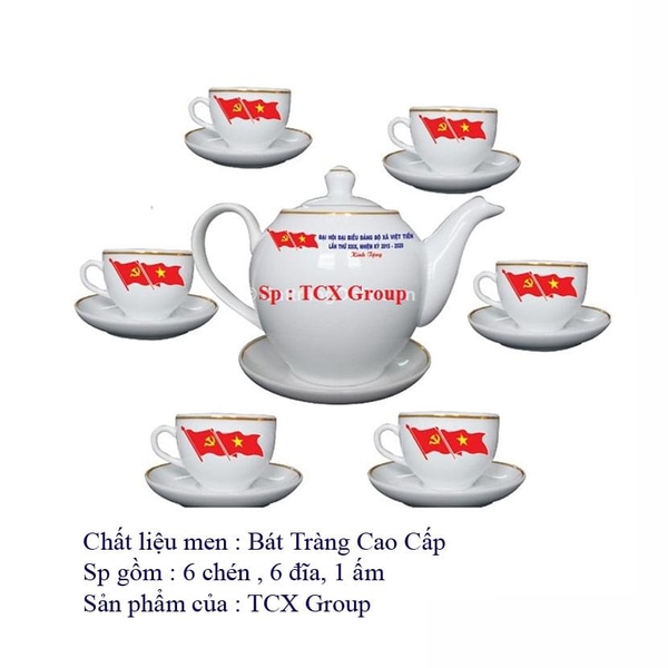 Ấm Chén Bát Tràng In Logo TCX-G7