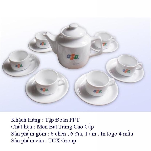 Ấm Chén Bát Tràng In Logo TCX-G6
