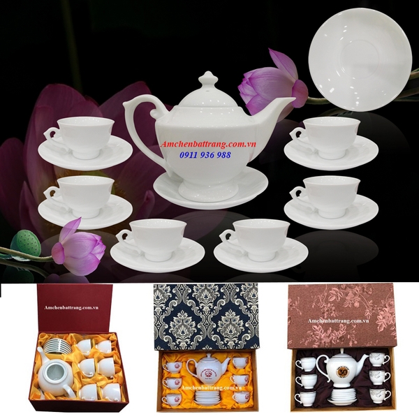 Bộ Ấm Chén In Logo Hoa Sen 4