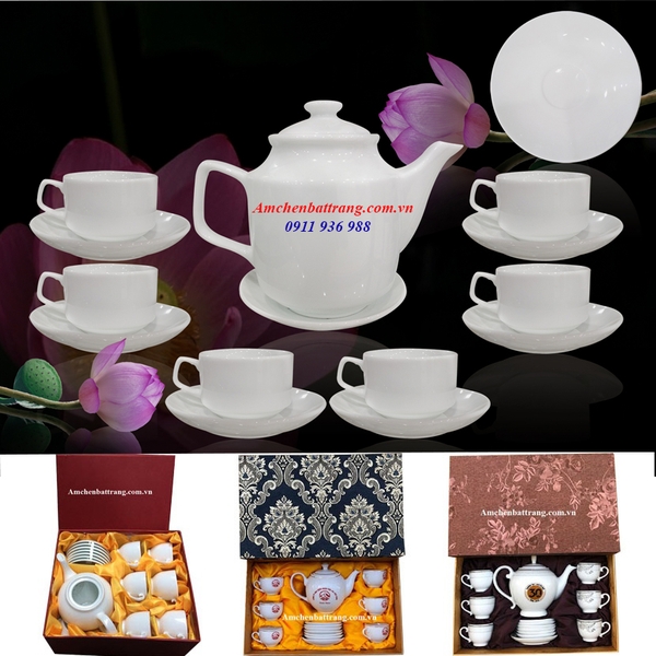 Bộ Ấm Chén In Logo Hoa Sen 5