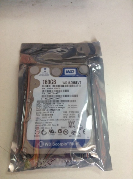 Thay ổ cứng HDD laptop160GB 5400RPM, (WD1600BEVT)