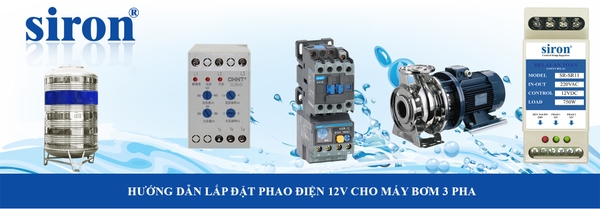 Bộ rơ le an toàn phao điện 12V chống cạn và tràn qua Contactor 3 pha Bộ rơ le an toàn phao điện 12V chống cạn và tràn qua Contactor 3 pha