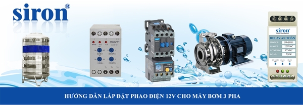 Chống mất pha cảm biến dòng chảy relay phao điện 12V cho máy bơm 3 pha Chống mất pha cảm biến dòng chảy relay phao điện 12V cho máy bơm 3 pha
