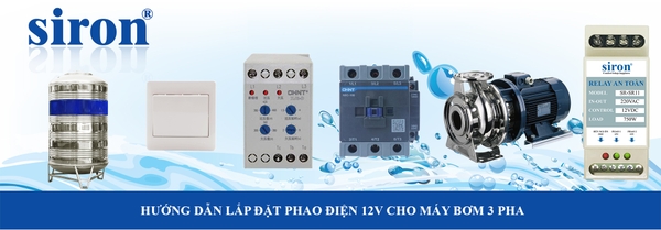 Tự động bơm nước máy bơm 3 pha bằng realy phao chống tràn nguồn 12VDC Tự động bơm nước máy bơm 3 pha bằng realy phao chống tràn nguồn 12VDC