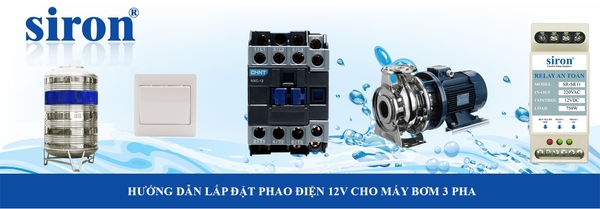 Rơ le chuyển nguồn phao điện 12V tự động điều khiển máy bơm nước 3 pha Rơ le chuyển nguồn phao điện 12V tự động điều khiển máy bơm nước 3 pha