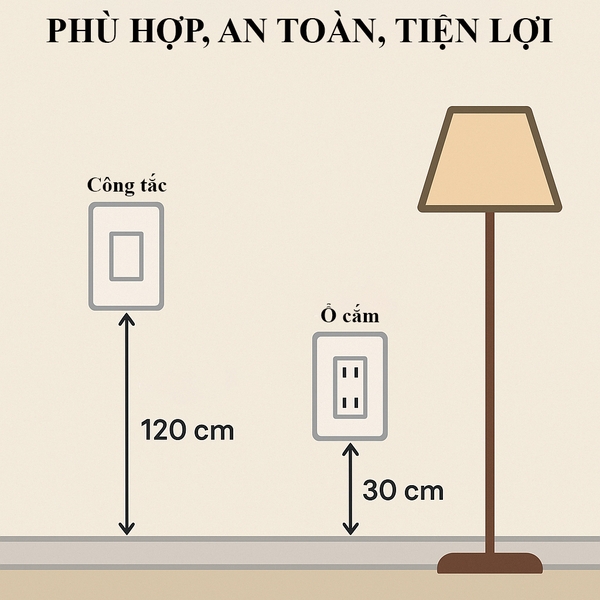 Độ cao lắp đặt công tắc ổ cắm tiêu chuẩn phù hợp an toàn tiện lợi Độ cao lắp đặt công tắc ổ cắm tiêu chuẩn phù hợp an toàn tiện lợi