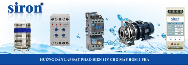 Rơ le an toàn phao điện 12V chống mất pha máy bơm 3 pha có relay nhiệt Rơ le an toàn phao điện 12V chống mất pha máy bơm 3 pha có relay nhiệt