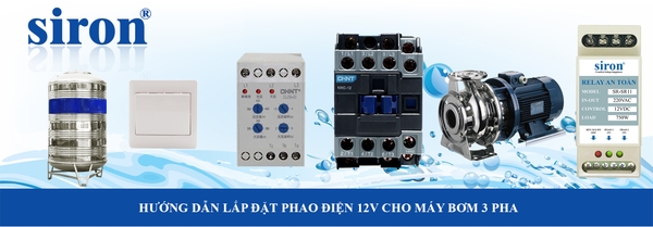 Sơ đồ Rơ le chuyển nguồn chống giật phao điện cho máy bơm nước 3 pha Sơ đồ Rơ le chuyển nguồn chống giật phao điện cho máy bơm nước 3 pha