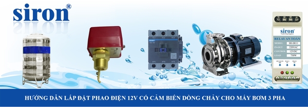 Sơ đồ mạch phao điện 12V có cảm biến dòng chảy cho máy bơm nước 3 pha Sơ đồ mạch phao điện 12V có cảm biến dòng chảy cho máy bơm nước 3 pha