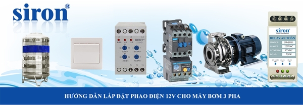 Tủ điều khiển máy bơm nước 3 pha tự động relay an toàn phao điện 12V Tủ điều khiển máy bơm nước 3 pha tự động relay an toàn phao điện 12V