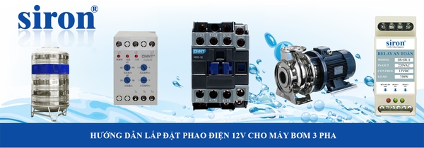 Chuyển nguồn phao điện 12V chống cạn chống giật cho máy bơm nước 3 pha Chuyển nguồn phao điện 12V chống cạn chống giật cho máy bơm nước 3 pha
