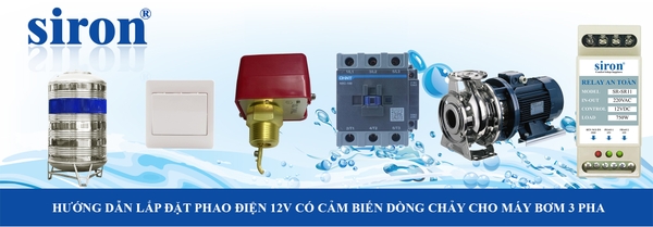 Sơ đồ lắp rơ le 12V an toàn phao điện máy bơm 3 pha cảm biến dòng chảy Sơ đồ lắp rơ le 12V an toàn phao điện máy bơm 3 pha cảm biến dòng chảy
