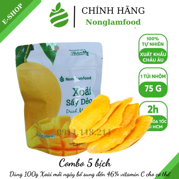 Combo 5 bịch xoài sây dẻo Nong Lam Food